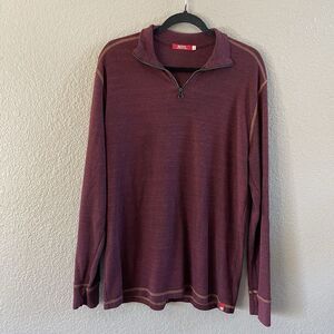 AGAVE Sweater Mens Large Burgundy  1/4 Zip Julias Casual Pullover Preppy USA